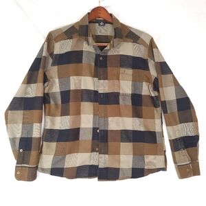 KÜHL Pixelatr Men's XL Brown Tan Plaid Performance Flannel Coolmax